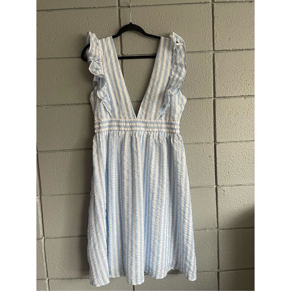 Pink Lily x Caitlin M. Covington Blue and White Striped Sundress size L - Picture 2 of 4